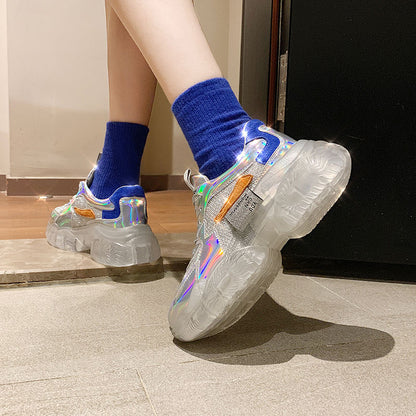 Baskets transparentes pour femmes Harajuku, chaussures de plateforme en gelée pour dames, chaussures décontractées laser
