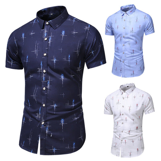 Chemise imprimée à manches courtes grande taille pour homme