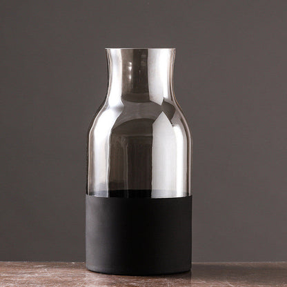 Light Luxury Frosted Gray Transparent Vase Dried Flower Color Vase