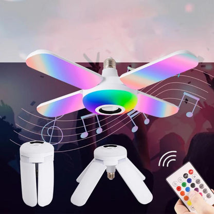Lampe LED Bluetooth musicale en forme de trèfle à quatre feuilles, intelligente et colorée, ampoule pliable, luminaire de plafond déformable avec télécommande
