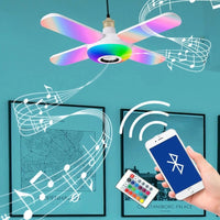 Lampe LED Bluetooth musicale en forme de trèfle à quatre feuilles, intelligente et colorée, ampoule pliable, luminaire de plafond déformable avec télécommande