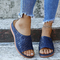 Chaussons Rétro Femme Chaussures Florales Creuses Sandales d'Été d'Extérieur