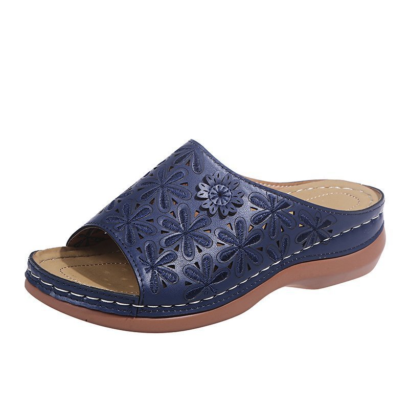 Chaussons Rétro Femme Chaussures Florales Creuses Sandales d'Été d'Extérieur