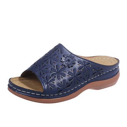 Chaussons Rétro Femme Chaussures Florales Creuses Sandales d'Été d'Extérieur
