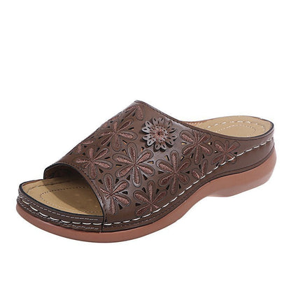 Chaussons Rétro Femme Chaussures Florales Creuses Sandales d'Été d'Extérieur