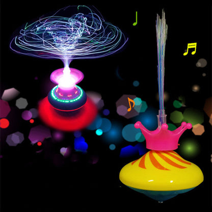 New Style Optical Fiber Electric Flashing Music Gyroscope With Crown, Drift Gyroscope, UFO Luminous Toy, Factory Direct Sales