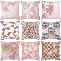 Housse de Coussin Carrée Géométrique Rose Doré Style Nordique