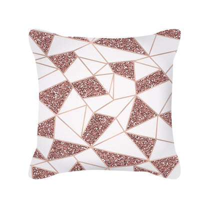 Housse de Coussin Carrée Géométrique Rose Doré Style Nordique