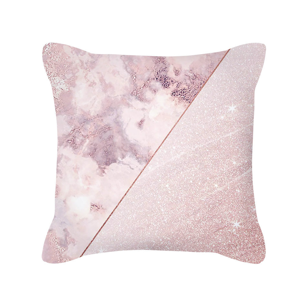Housse de Coussin Carrée Géométrique Rose Doré Style Nordique