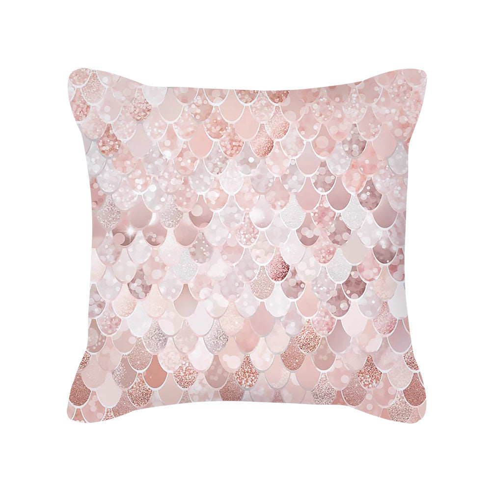 Housse de Coussin Carrée Géométrique Rose Doré Style Nordique