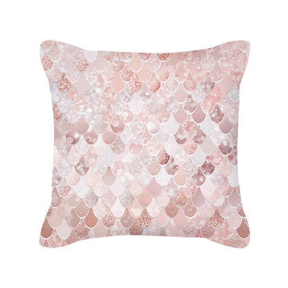 Housse de Coussin Carrée Géométrique Rose Doré Style Nordique