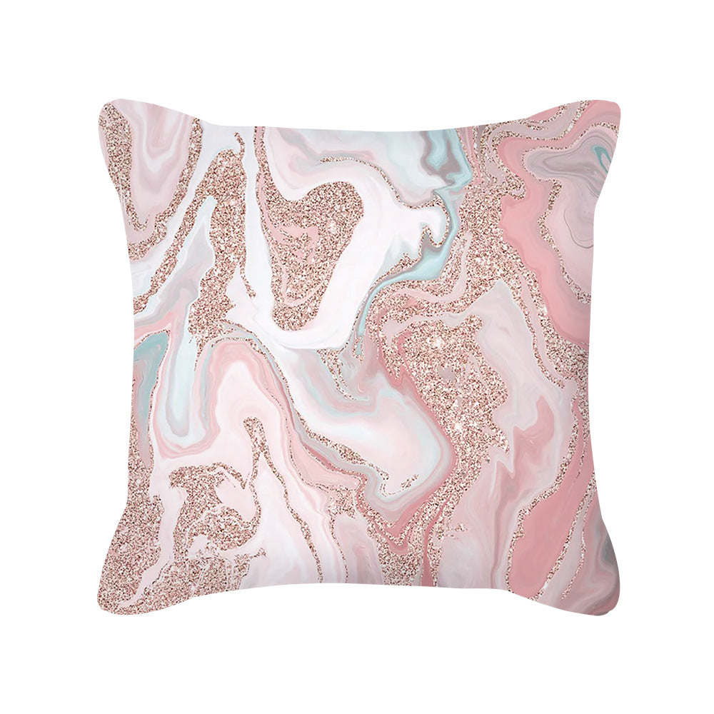 Housse de Coussin Carrée Géométrique Rose Doré Style Nordique