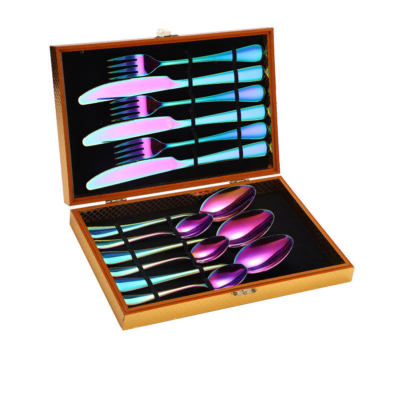 Ensemble de Couverts à Steak en Acier Inoxydable, Couverts Occidentaux, Coffret Cadeau, Coffret en Bois