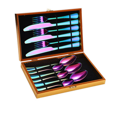 Ensemble de Couverts à Steak en Acier Inoxydable, Couverts Occidentaux, Coffret Cadeau, Coffret en Bois