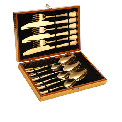 Ensemble de Couverts à Steak en Acier Inoxydable, Couverts Occidentaux, Coffret Cadeau, Coffret en Bois