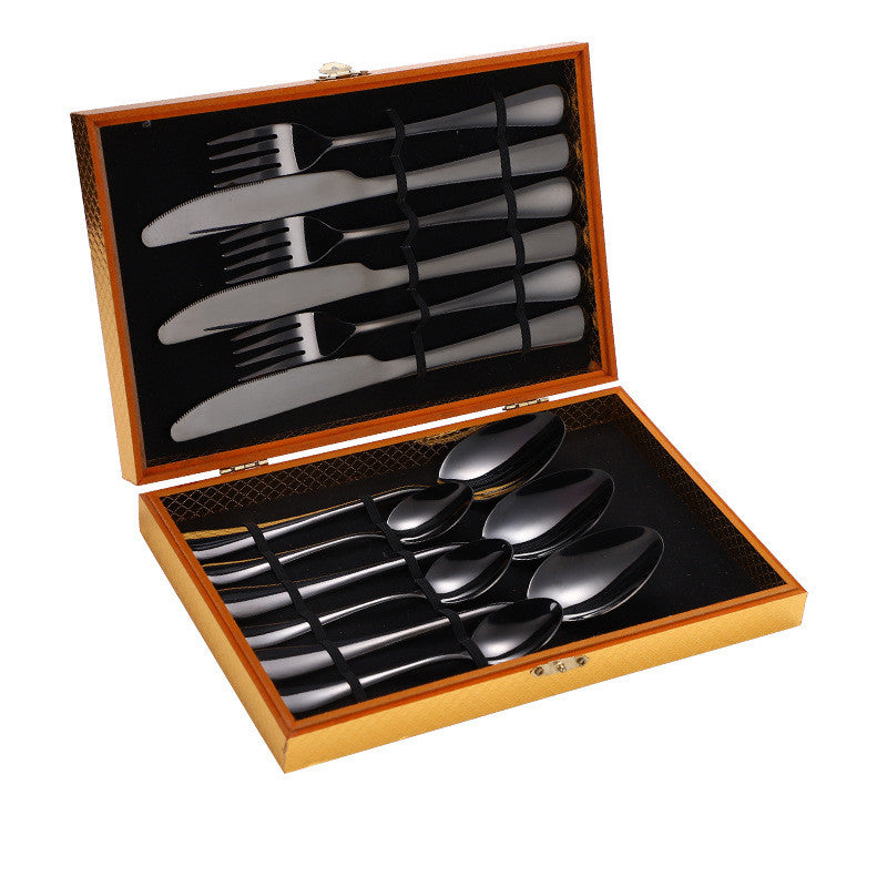 Ensemble de Couverts à Steak en Acier Inoxydable, Couverts Occidentaux, Coffret Cadeau, Coffret en Bois