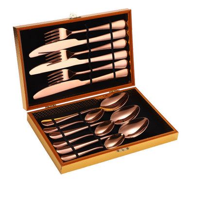 Ensemble de Couverts à Steak en Acier Inoxydable, Couverts Occidentaux, Coffret Cadeau, Coffret en Bois