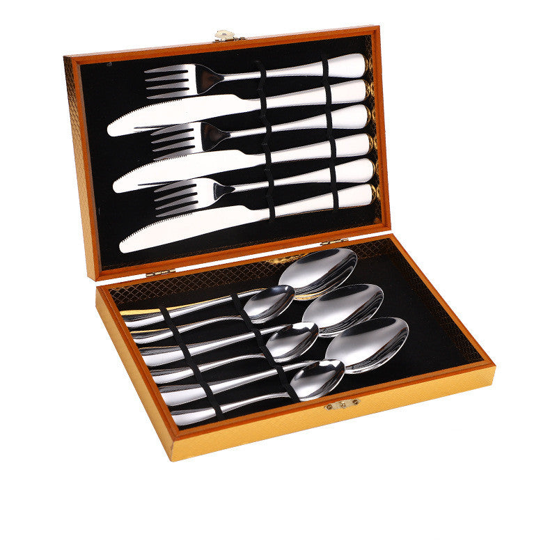 Ensemble de Couverts à Steak en Acier Inoxydable, Couverts Occidentaux, Coffret Cadeau, Coffret en Bois