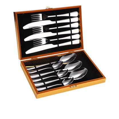 Ensemble de Couverts à Steak en Acier Inoxydable, Couverts Occidentaux, Coffret Cadeau, Coffret en Bois
