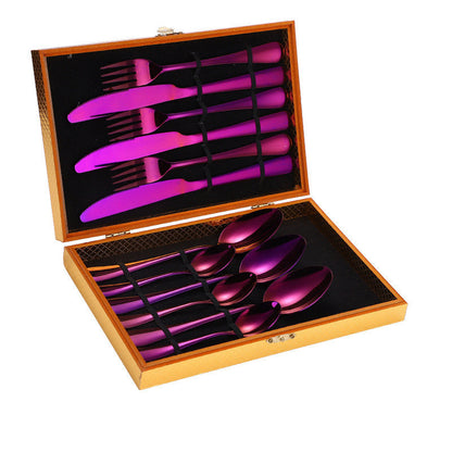 Ensemble de Couverts à Steak en Acier Inoxydable, Couverts Occidentaux, Coffret Cadeau, Coffret en Bois