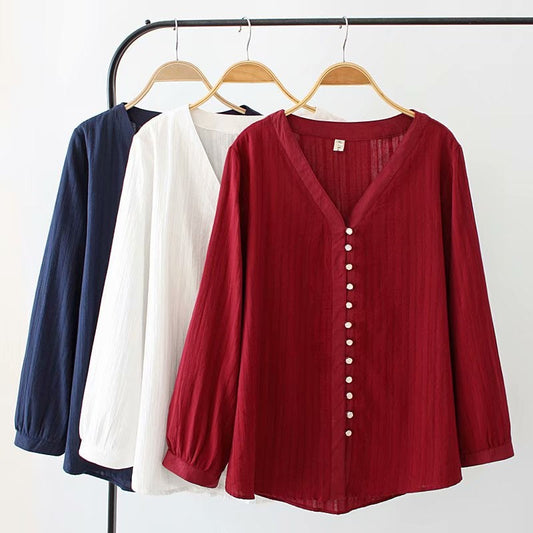 Chemisier long à col en V et boutonnage simple pour femme grande taille