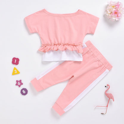 Ensemble pantalon couture avec haut à grande encolure pour filles fashion