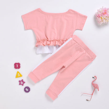 Ensemble pantalon couture avec haut à grande encolure pour filles fashion