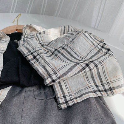 Plaid Casual Short-Sleeved Shirt For Boys