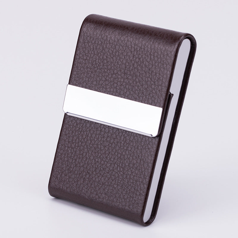Caja de cigarrillos gruesa de acero inoxidable para hombre, de moda de negocios, pegatina antipresión, caja de regalo de PU para oficina
