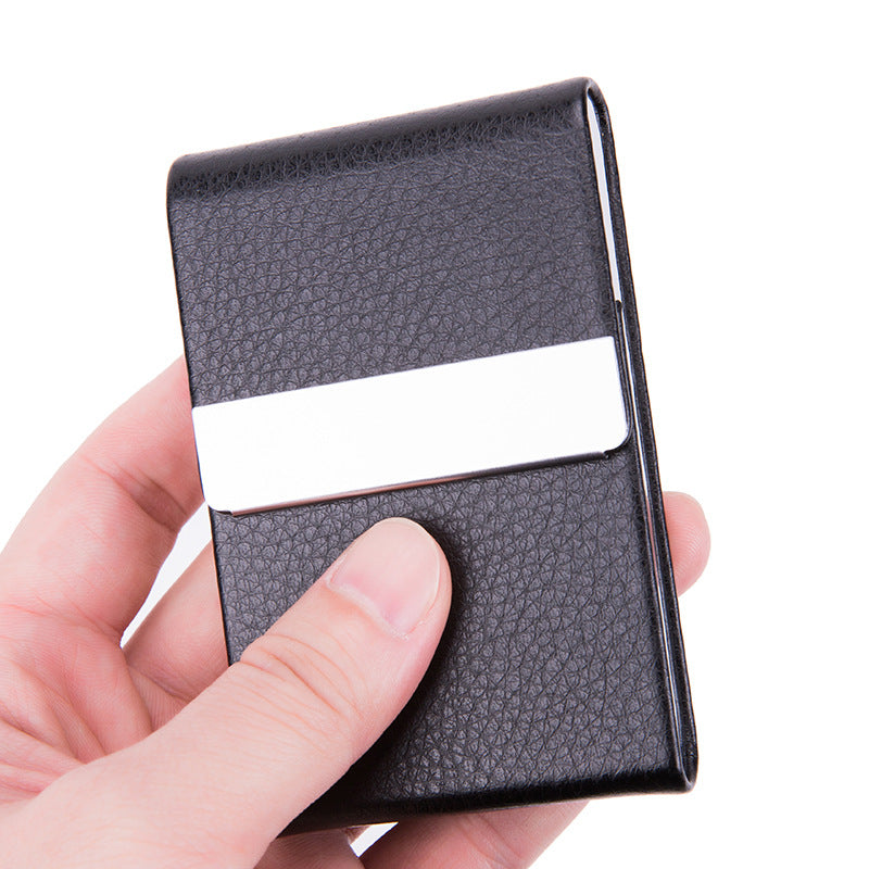 Caja de cigarrillos gruesa de acero inoxidable para hombre, de moda de negocios, pegatina antipresión, caja de regalo de PU para oficina