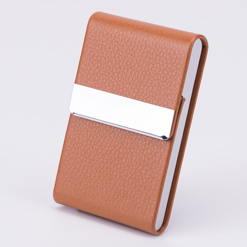 Caja de cigarrillos gruesa de acero inoxidable para hombre, de moda de negocios, pegatina antipresión, caja de regalo de PU para oficina