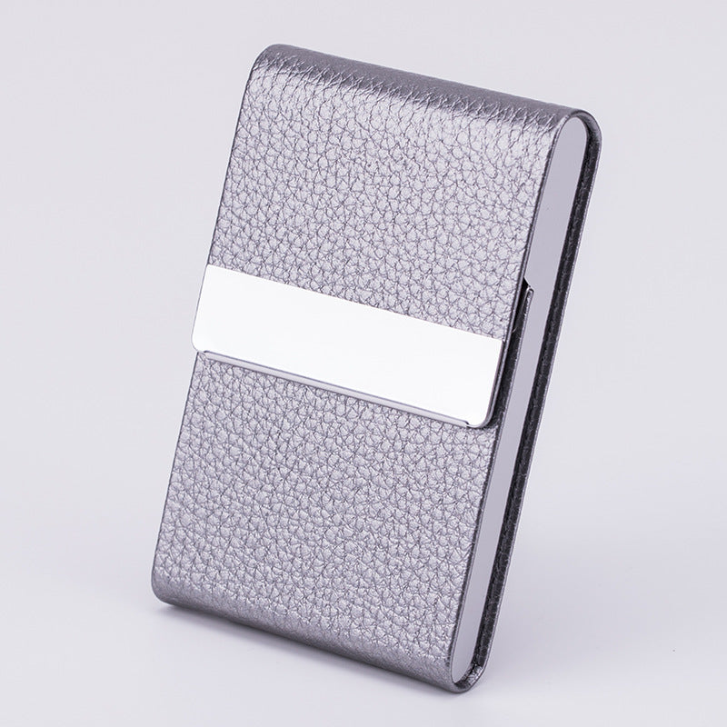 Caja de cigarrillos gruesa de acero inoxidable para hombre, de moda de negocios, pegatina antipresión, caja de regalo de PU para oficina