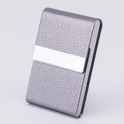 Caja de cigarrillos gruesa de acero inoxidable para hombre, de moda de negocios, pegatina antipresión, caja de regalo de PU para oficina