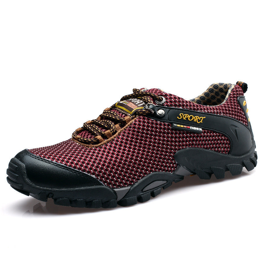 Chaussures de sport d'extérieur respirantes pour hommes version coréenne de la tendance décontractée, chaussures de randonnée en maille pour hommes grandes tailles