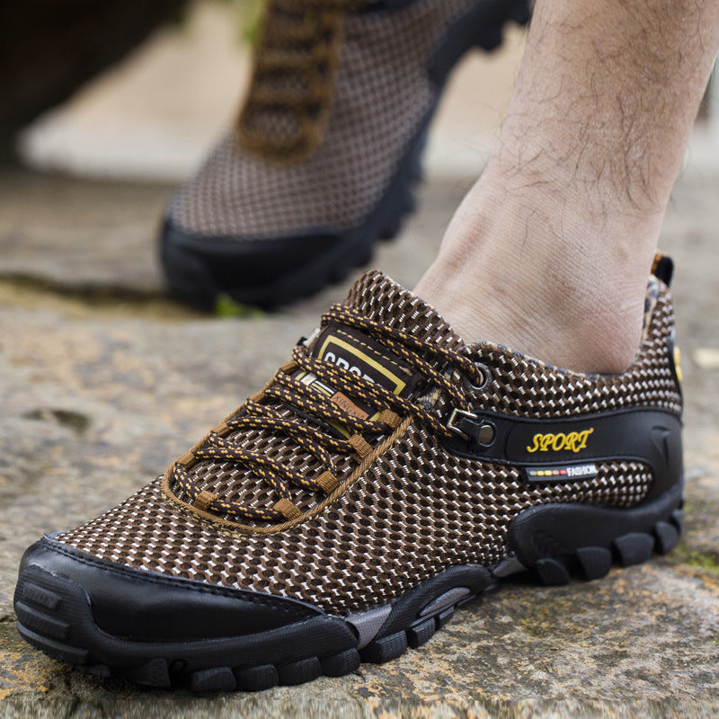 Chaussures de sport d'extérieur respirantes pour hommes version coréenne de la tendance décontractée, chaussures de randonnée en maille pour hommes grandes tailles