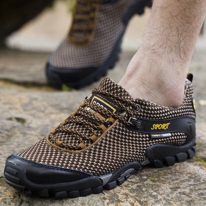 Chaussures de sport d'extérieur respirantes pour hommes version coréenne de la tendance décontractée, chaussures de randonnée en maille pour hommes grandes tailles