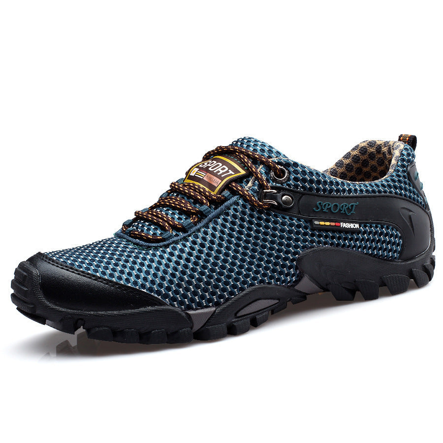 Chaussures de sport d'extérieur respirantes pour hommes version coréenne de la tendance décontractée, chaussures de randonnée en maille pour hommes grandes tailles