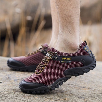 Chaussures de sport d'extérieur respirantes pour hommes version coréenne de la tendance décontractée, chaussures de randonnée en maille pour hommes grandes tailles