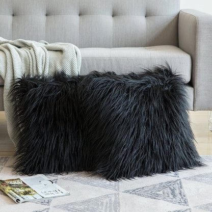 Housse de coussin en peluche imitation laine, style simple, tendance, dégradé, vente en gros.