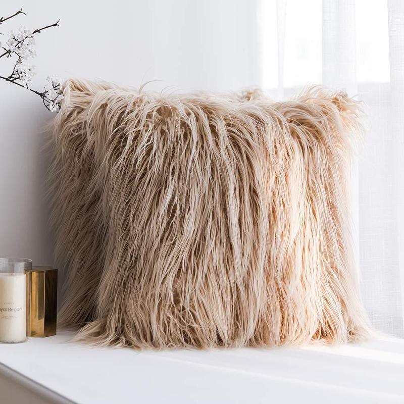 Housse de coussin en peluche imitation laine, style simple, tendance, dégradé, vente en gros.