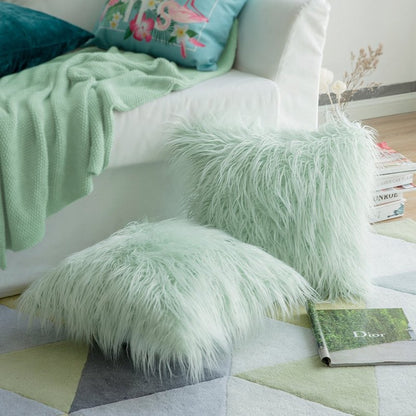Housse de coussin en peluche imitation laine, style simple, tendance, dégradé, vente en gros.