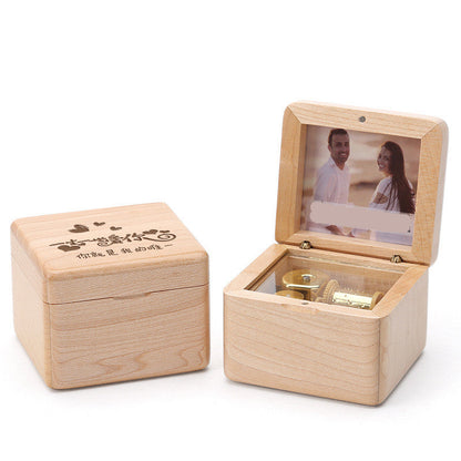 Caja de música de madera DIY para fotos, regalo de cumpleaños para niños, caja de música