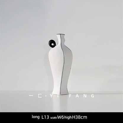 Ins Modern Handmade Ceramic Flower Vase Decoration Hotel Club B&B Soft Decoration Nordic Soft Decoration