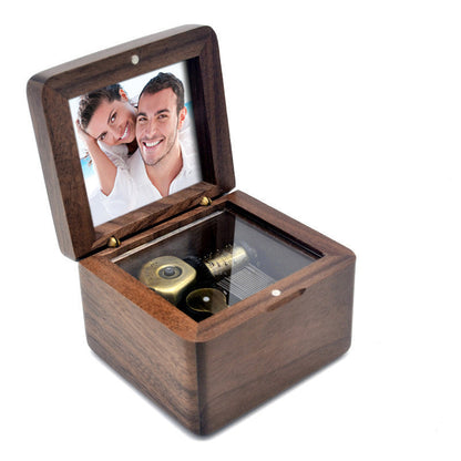 Caja de música de madera DIY Caja de música Ciudad del cielo Fotos con letras personalizadas Para niños y niñas, amigos y regalos de cumpleaños para niños