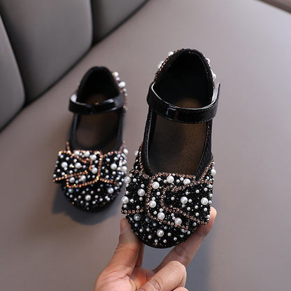 Chaussures en cuir pour filles Style printemps et automne Chaussures simples Strass Chaussures de princesse Chaussures de spectacle