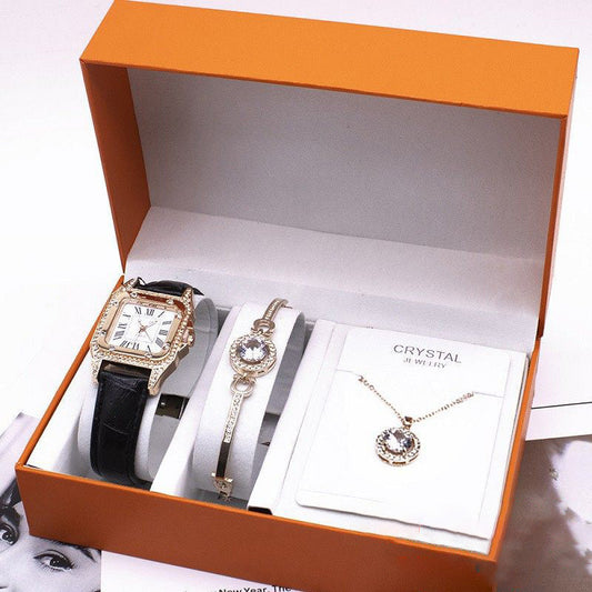Women's Watch, Bracelet & Necklace Jewelry Set
