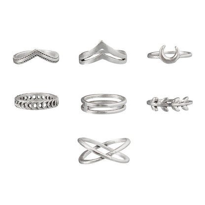 Personalized Moon Cross Simple Ring