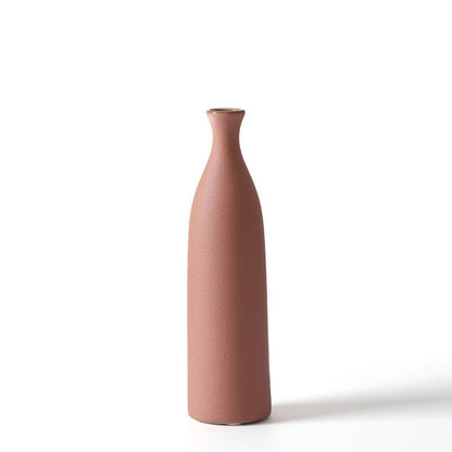 Home Furnishing Small Mouth Ceramic Vase Decorations Restaurant Showroom Desktop Soft Decorations