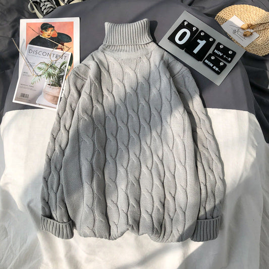 Solid Color Turtleneck Plus Size Pullover Sweater