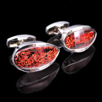Leaf Shape Red Crystal Cufflinks